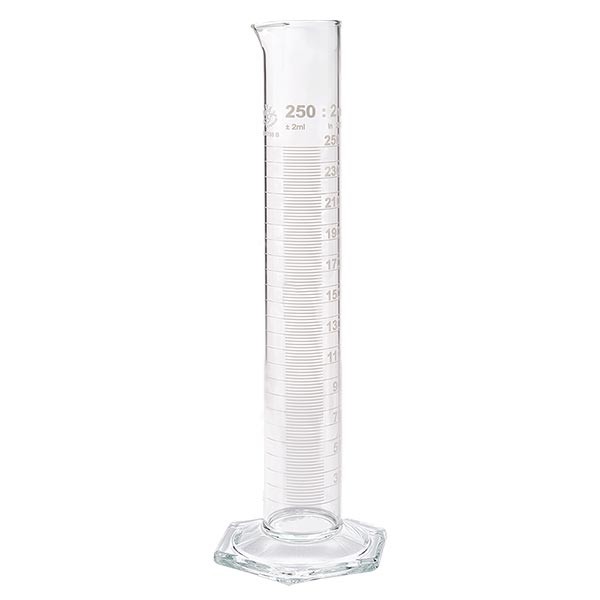250 ml:n mittalasi HF lasista, valkoinen asteikko
