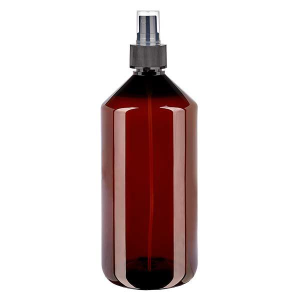 PET-pullo 1000ml sumuttimella mustalla