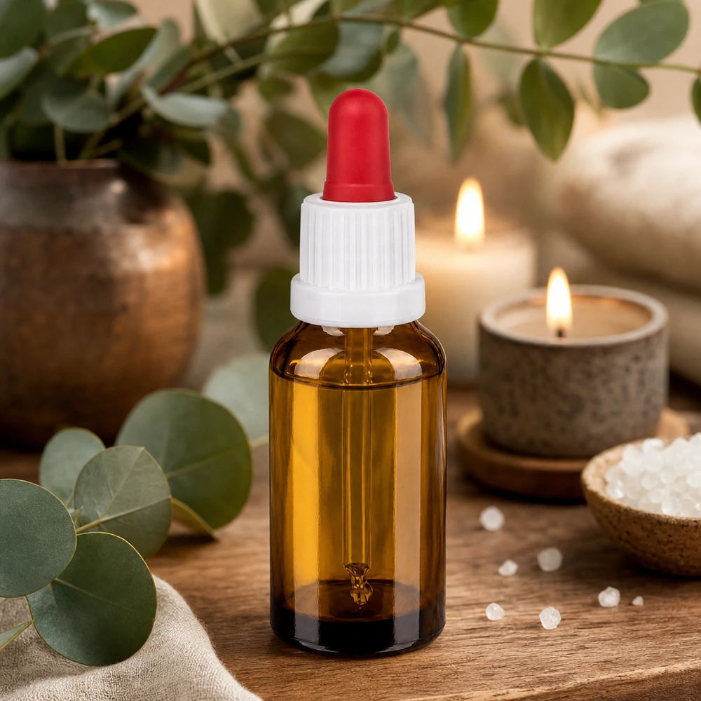 20ml pipettipullo valkoinen/punainen väärentämisen estävä suljin BrownLine UT18/20 Pieni 20ml meripihkanvärinen lasipullo punaisella pipetillä ihanteellinen eteerisille öljyille ja seerumeille.