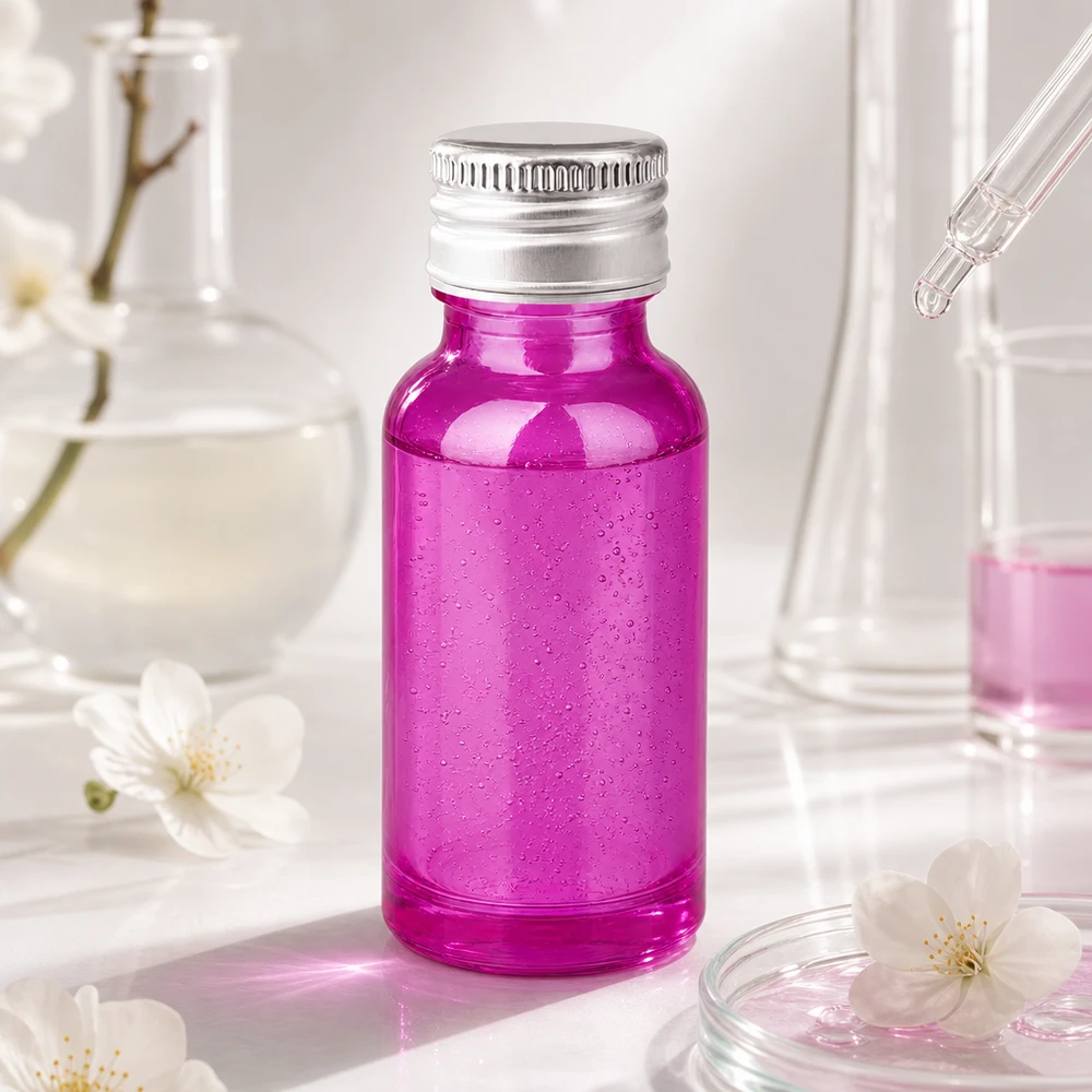 20ml pullo 11mm ruuvikorkki alumiini-hopea vakio PurpleLine.UT18/20 20 ml:n lasipullo, jossa on kiiltävä violetti pinta ja kestävä alumiinikorkki laboratoriosovelluksiin.