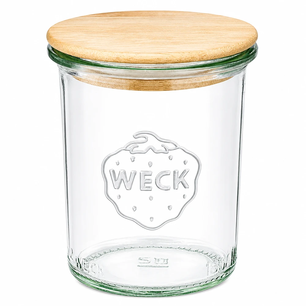 160ml WECK RR60 -mukit, joissa on puukansi WECK 160ml RR60 muuripurkki bambukannella Muuripurkki puukannella keittiöön ja säilytykseen