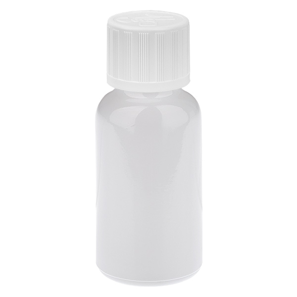 20 ml tiputuspullo 1,2 mm valkoinen vakiokorkki lapsiturvallinen WhiteLine UT18/20