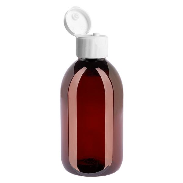 PET-pullo 250ml, jossa on valkoinen flip-top-korkki. PET-pullo 250ml, jossa on valkoinen flip-top-korkki.
