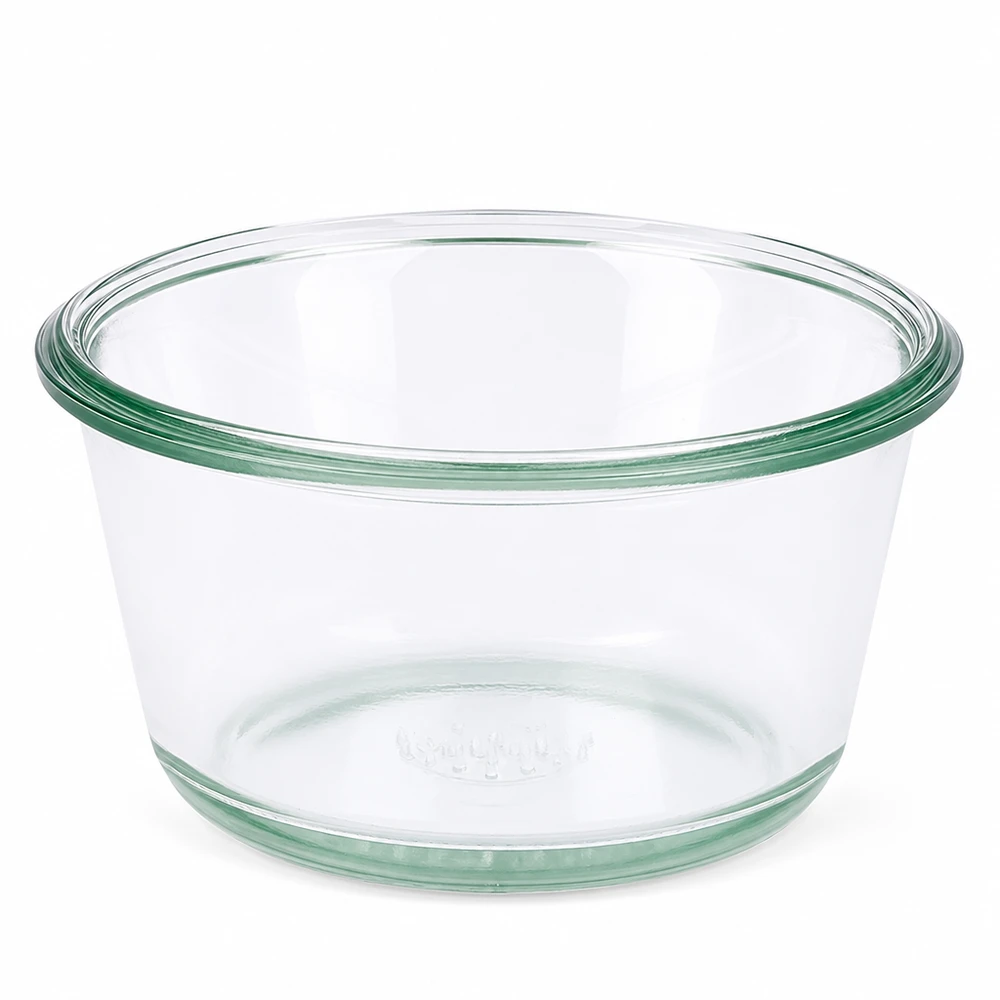 290ml gourmet-mehupurkki WECK RR100 WECK Gourmet-purkki 290ml RR100 pyöreä lasinen säilöntätölkki läpinäkyvä tyhjä valkoisella pohjalla