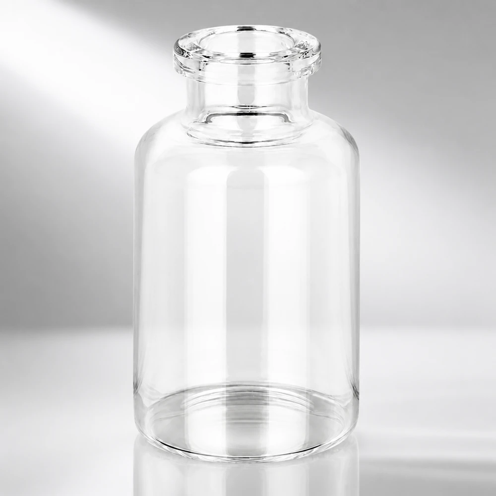 Injektiopullo kirkasta lasia 20ml Kompakte Pharmaverpackung 20ml Klarglas Vial mit charakteristischem Schulterdesign und Bördelrand