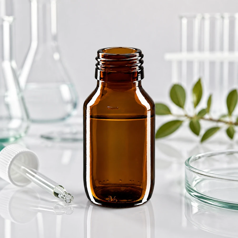 50ml lääkepullo ruskea, ilman korkkia PP28 ApoGlas 50ml Medizinflasche braunglas wiederverwendbar für individuelle Dosierung PP28 Thread