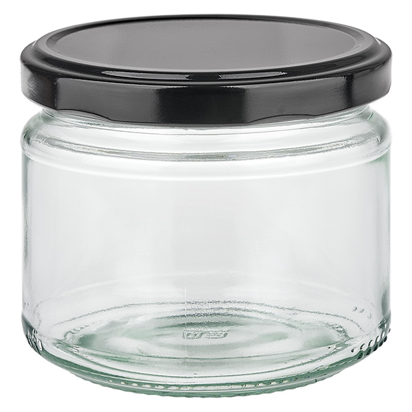 330ml pyöreä purkki, jossa on BasicSeal-kansi musta UNiTWIST
