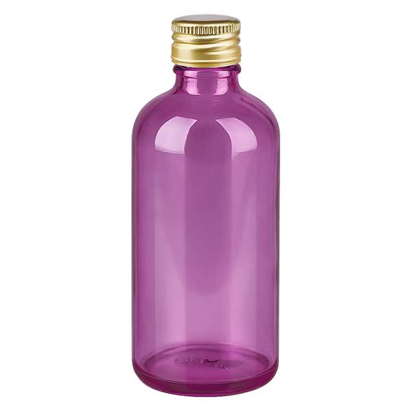 100ml pullo 11mm kierrekorkki alumiininen kultainen standardi PurpleLine. UT18/100