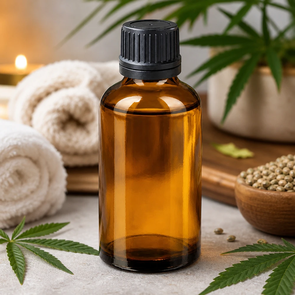 50ml tippapullo 1mm musta väärentämisen estävä suljin BrownLine UT18/50 Musta tiputuskorkki 1mm aukolla 50ml meripihkalasipullossa tarkkaa pisara-annostelua varten.