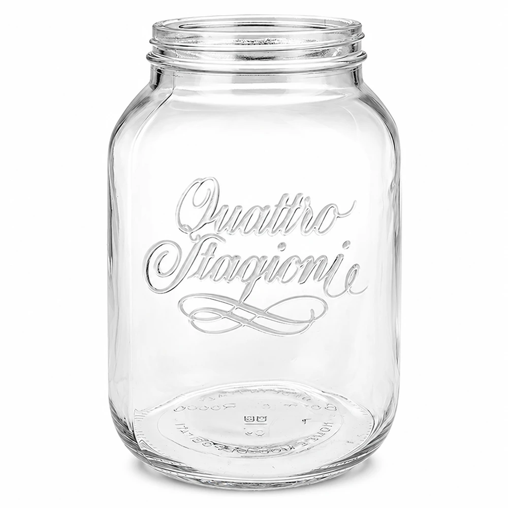 3000ml pyöreä purkki "Quattro Stagioni" QS110mm. 3000ml Quattro Stagioni kotitalouspurkki säilöntäpurkki läpinäkyvä ruuvikorkilla säilytykseen ja säilömiseen