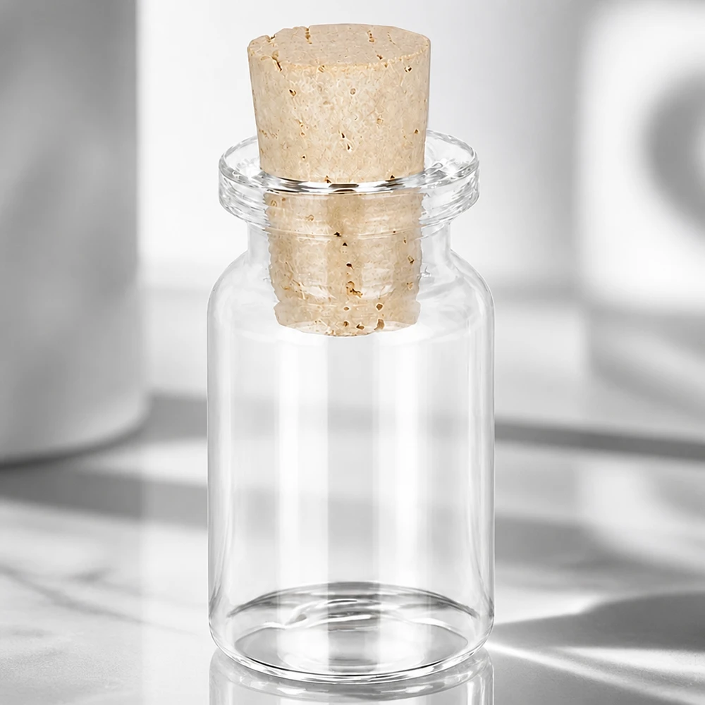 Klarglas Aufbewahrungsflasche 5ml mit Korken 11/14mm für Schmuck Perlen und Kleinteile