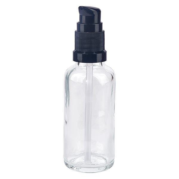 Apteekkipullo kirkas 30ml pumppukorkki musta standardi Apteekkipullo kirkas 30ml pumppukorkki musta standardi