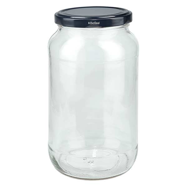 1062ml pyöreä purkki mustalla UNiTWIST BioSeal-kannella.