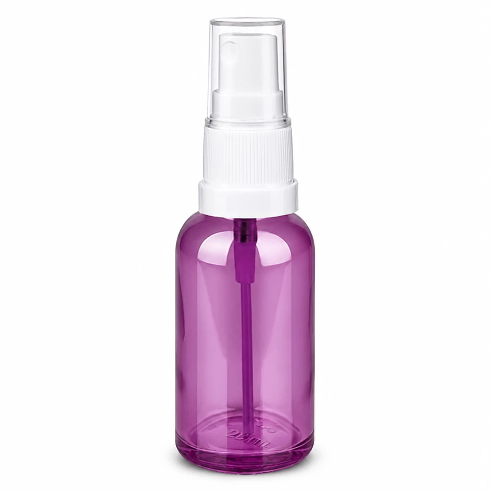 30ml suihkepullo violetti läpinäkyvä valkoinen pumppusumutin kosmetiikkaan ja hoitotuotteisiin