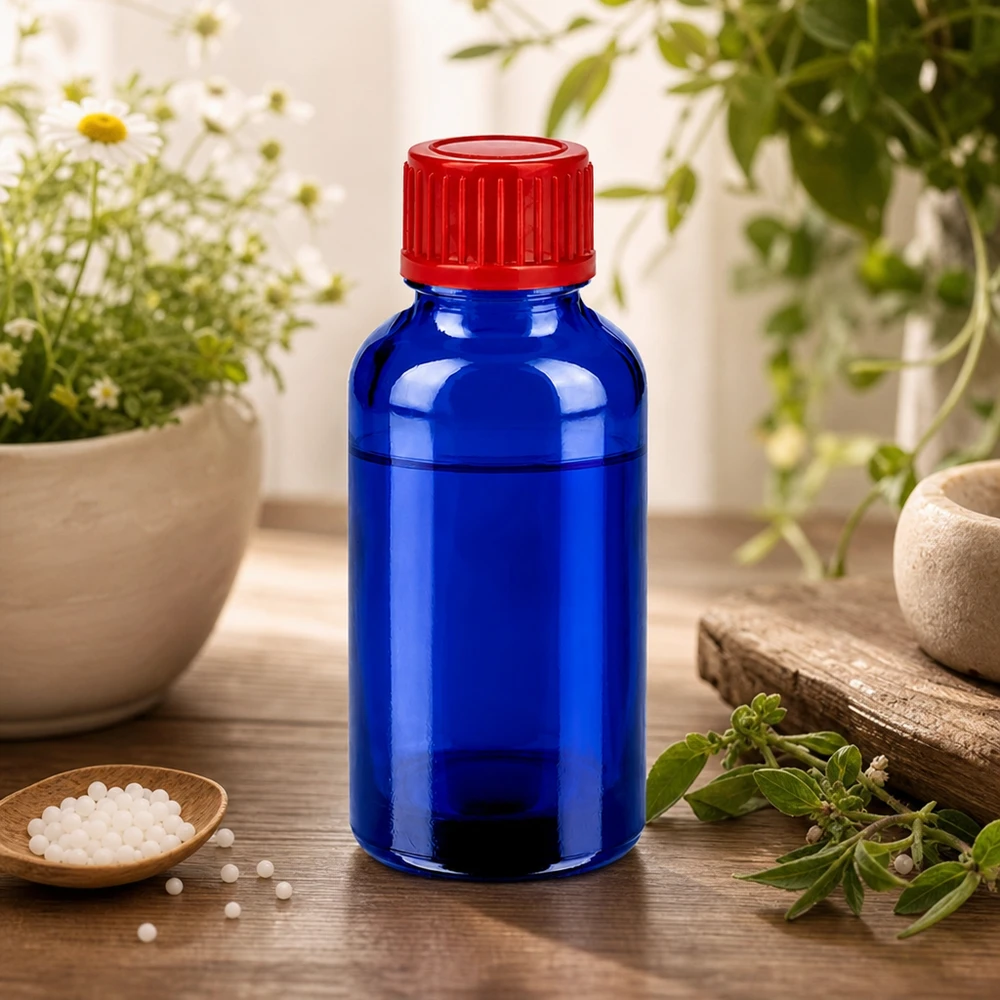 30ml SV-lasipullo koboltinsininen UV-suojalla valolle herkille aineille.