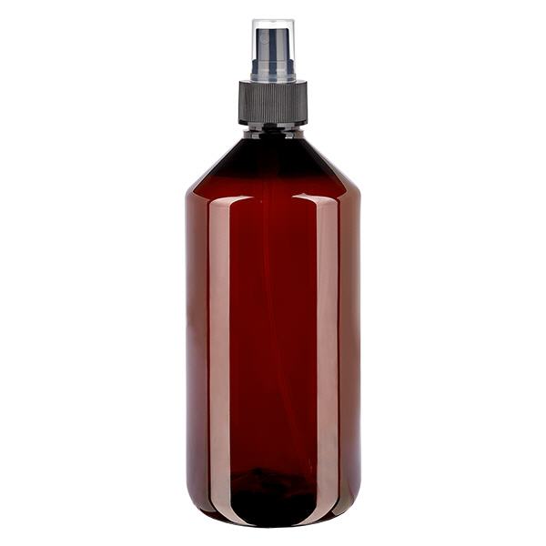 PET-pullo 1000ml sumuttimella mustalla PET-pullo 1000ml sumuttimella mustalla