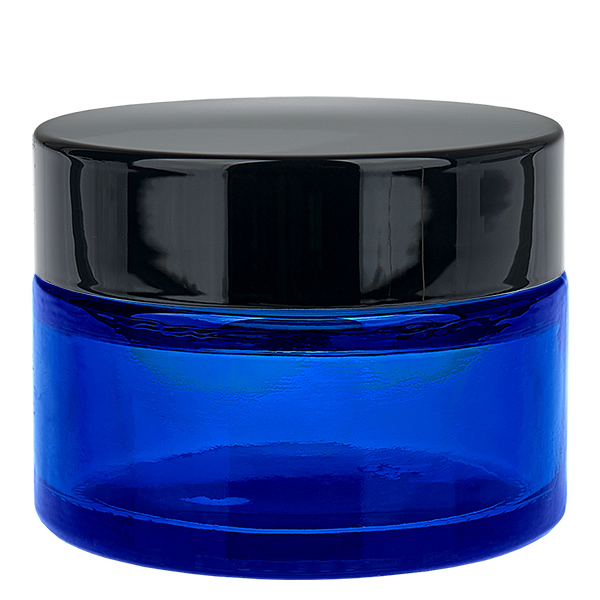 Lasipurkki 30ml sininen, jossa on UNiTWIST-sisäkansi. Lasipurkki 30ml sininen, jossa on UNiTWIST-sisäkansi.