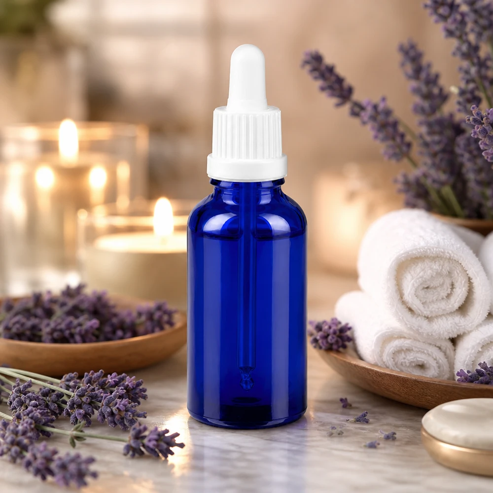 30ml pipettipullo koboltinsininen tippapullolla aromaterapiaa ja eteerisiä öljyjä varten BlueLine UT18