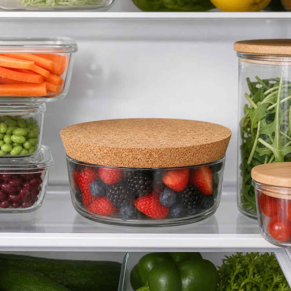 Korkki avautumiseen 94mm WECK RR100 (ø90/104, H=20mm) WECK RR100 Korken im Kühlschrank Frischhaltung Beeren Gemüse Salat luftdichte Aufbewahrung Naturkork 94mm Öffnung