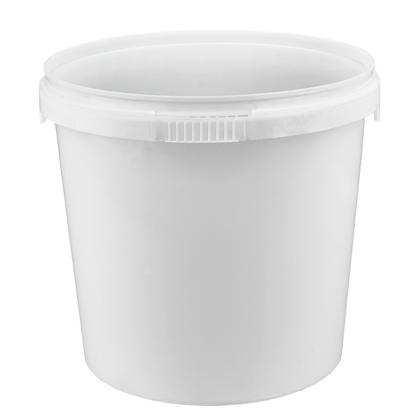 1 litran valkoinen muovinen polypropeeniämpäri ilman kantta