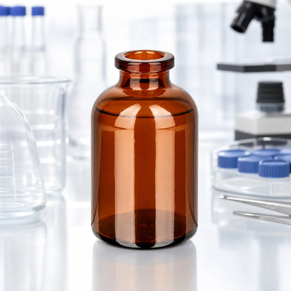 Injektiopullo meripihkalasia 30ml Hochwertige Injektionsflasche 30ml aus braunem Glas mit glattem Zylinderkörper und Rollrand