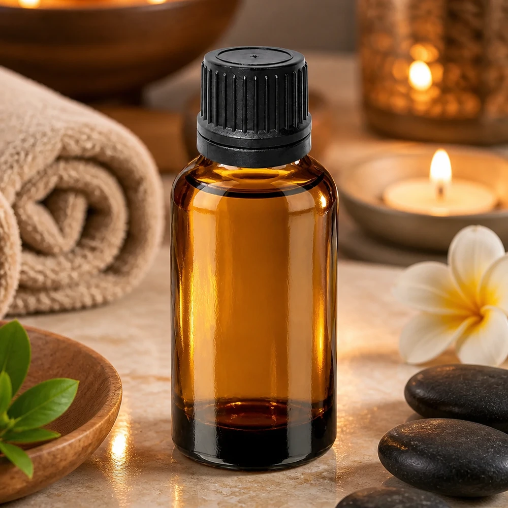 Laadukas 30ml tippapullo UT18/30 kierteellä ammattimaiseen aromaterapiaan.