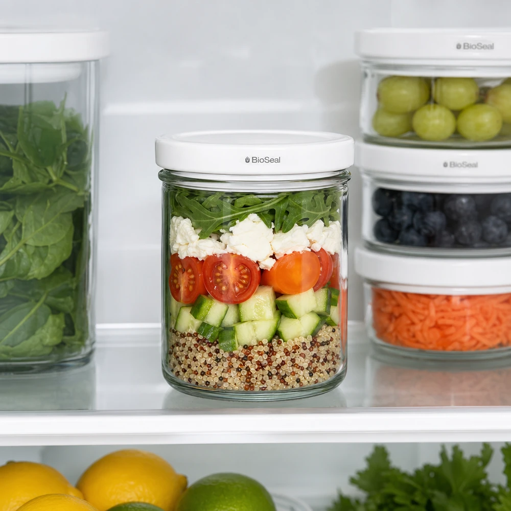 UNiTWIST 167ml tumble jar jääkaappi organisoija Meal Prep salaatti kerroksellinen BioSeal kansi tuoreuden säilyttäminen
