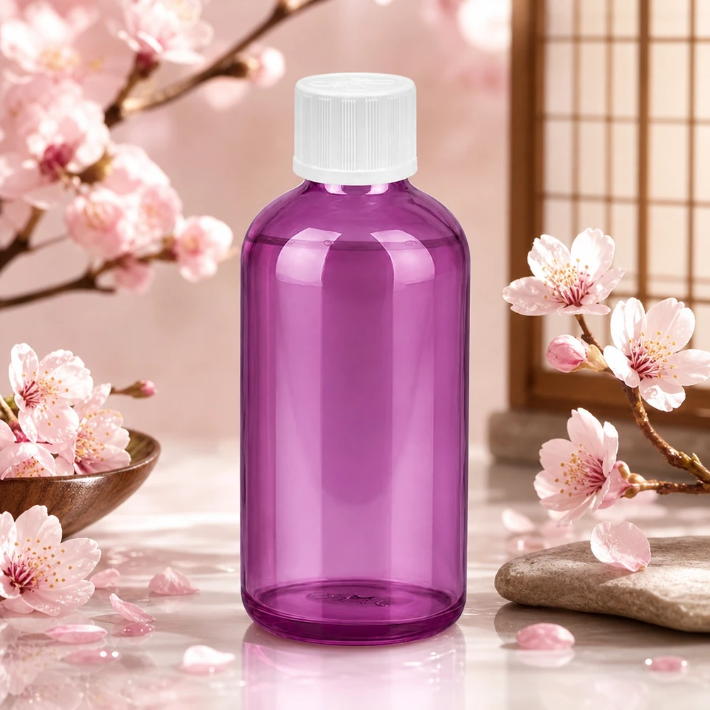 Laadukas 100ml tippapullo, jossa on lapsiturvallinen lukko läpinäkyvässä violetissa värissä turvallista säilytystä varten.