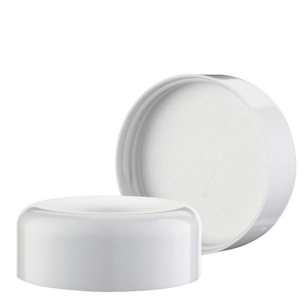 Valkoinen kierrekorkki kestomuovista, kierre 52mm ApoGlas®.