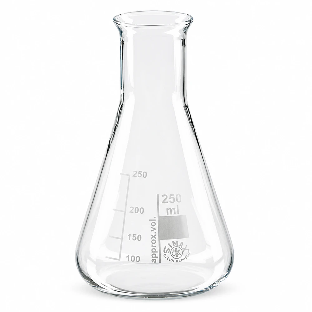 Erlenmeyer-pullo 250ml kapeakaulainen kirkkaasta borosilikaattilasista laboratoriokokeisiin tarkoitettu 250 ml:n pullo