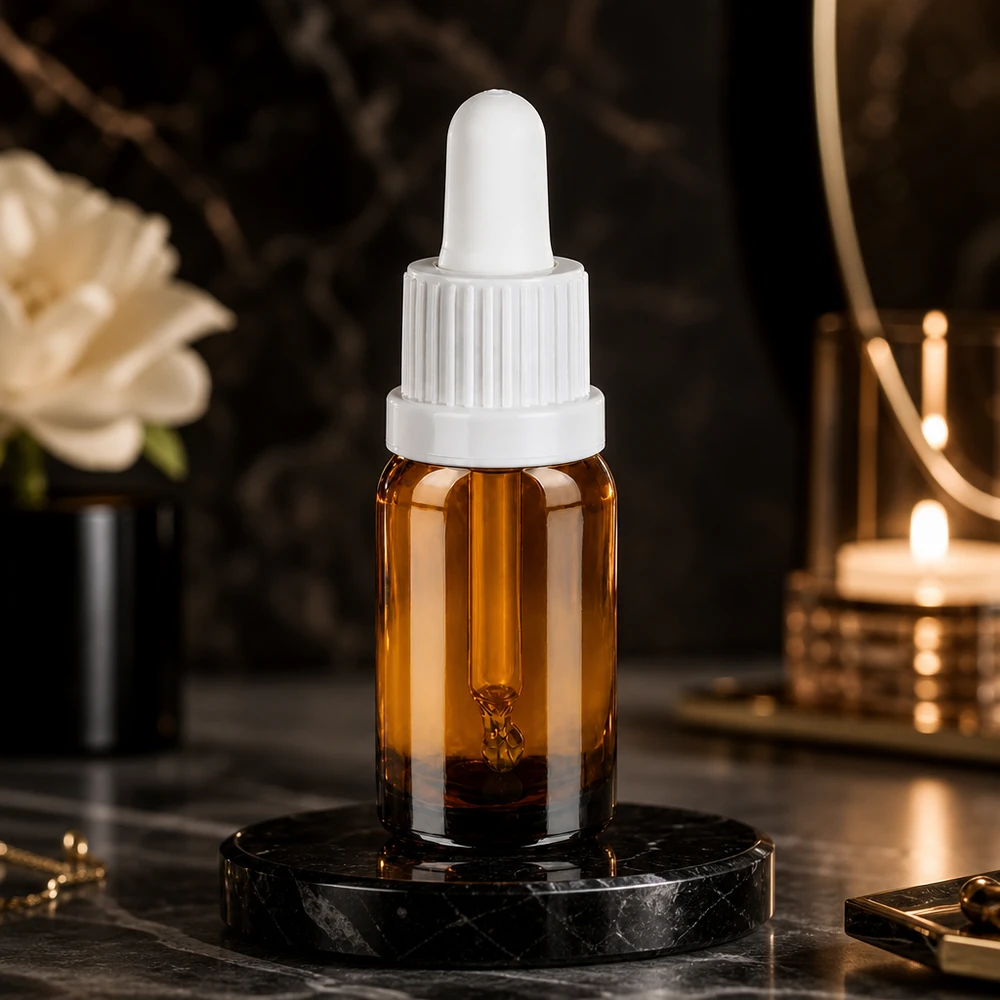 BrownLine pipettipullo 10ml UT18-kierteellä ja valkoisella pipetillä ammattikäyttöön.