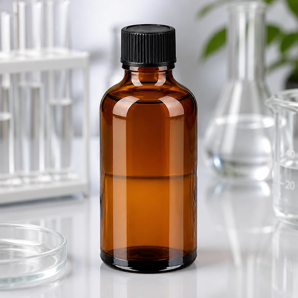 50ml tippapullo 1mm musta vakiosuljin BrownLine UT18/50 50ml tippapullo BrownLine, valmistettu UV-suojatusta meripihkalasista, jossa on musta vakiokorkki.