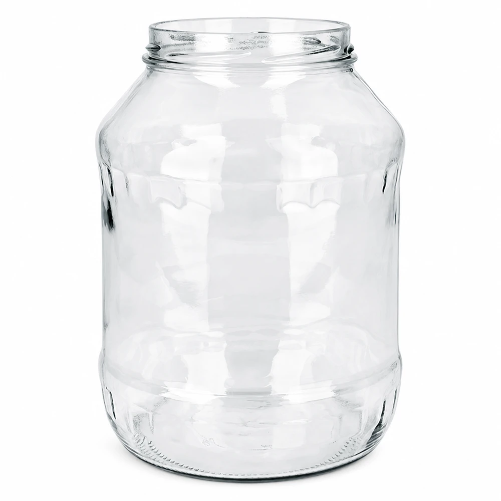 2650ml pyöreä purkki ilman kantta (TO100) UNiTWIST Tyhjä pyöreä lasipurkki 2650ml TO100-kierteellä UNiTWIST Runda2650 säilöntäpurkki ilman kantta Säilytyspurkki
