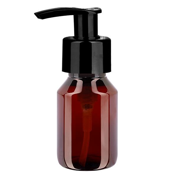 PET-pullo 50ml, jossa on annostelupumppu musta