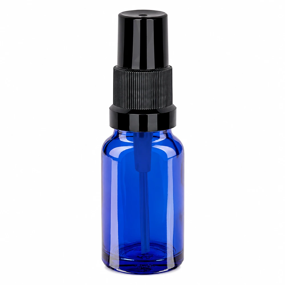 10ml suihkepullo sininen mustalla suihkepäällä STD BlueLine UT18/10 kosmetiikkaan ja aromaterapiaan.