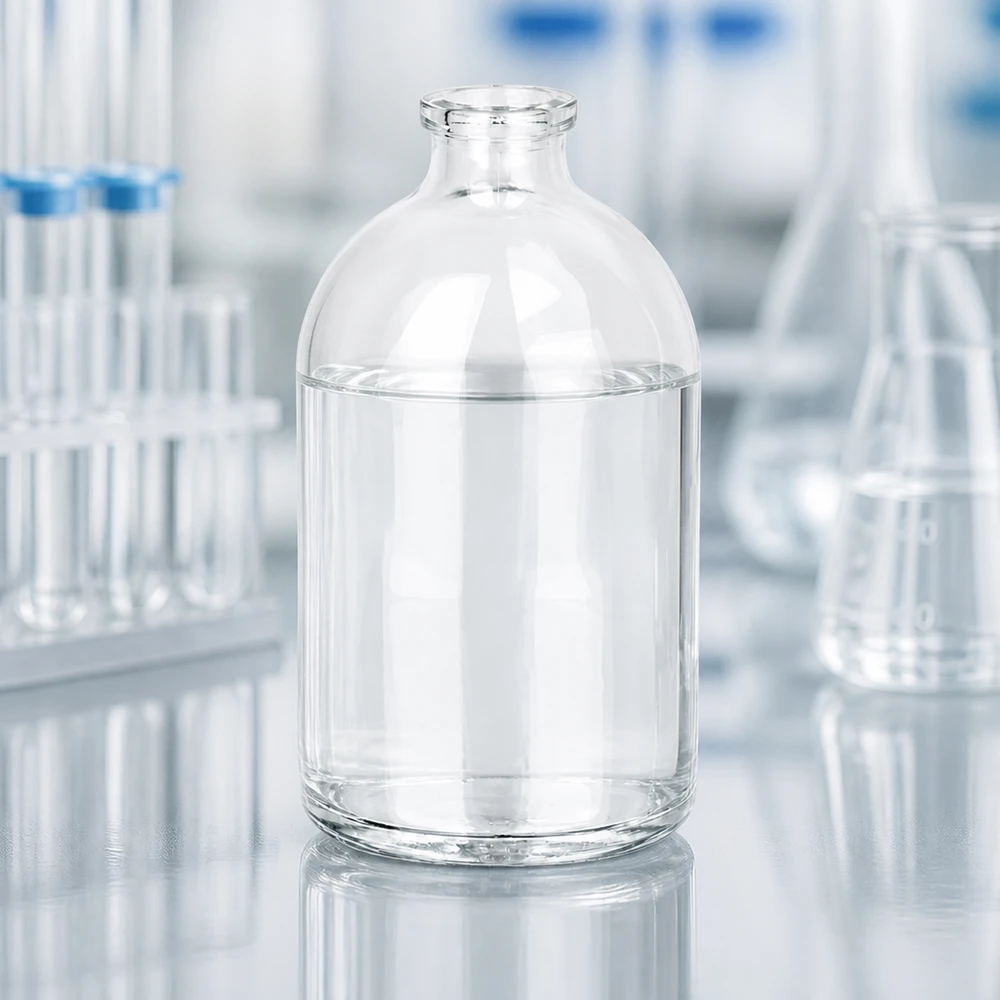 Hochwertige Injektionsflasche Klarglas 100ml mit glatter zylindrischer Wandung