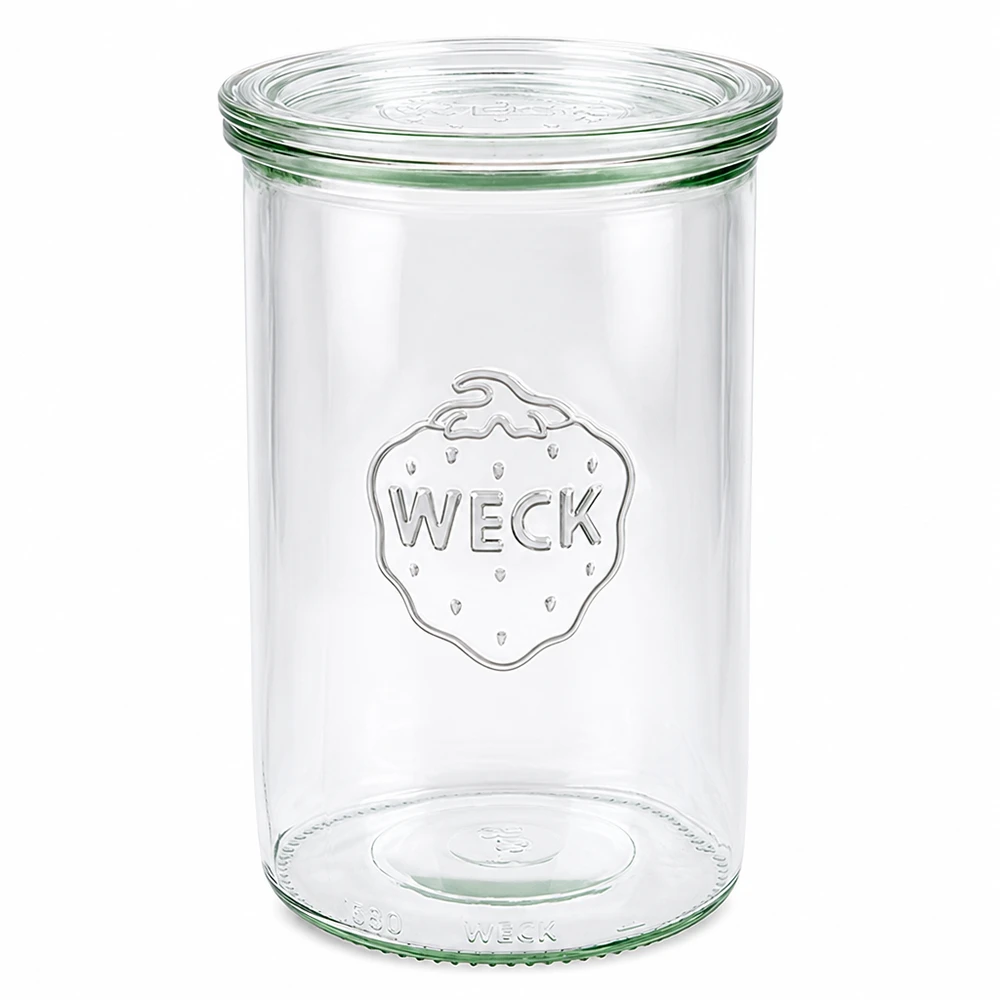 WECK 1000ml muuripurkki lasikannella RR100 Läpinäkyvä tyhjä muuripurkki säilytykseen ja säilöntään.