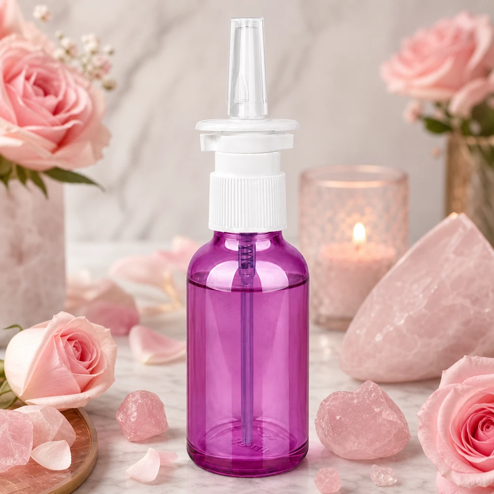 30ml nenäsumutinpullo valkoinen/läpinäkyvä vakio PurpleLine. UT18/30 Korkealaatuinen 30 ml:n nenäsumutepullo STD-kierteellä UT18 tyylikkäässä violetissa muotoilussa ammattikäyttöön.