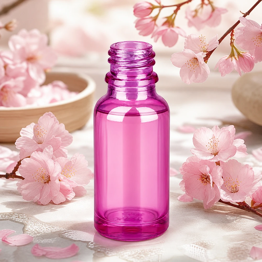 Kompakti 20ml PurpleLine-lasipullo pinkki-violetti, jossa on ammattikäyttöön tarkoitettu UNiTWIST UT18/20 korkki.