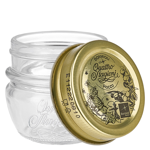 40ml "Quattro Stagioni" minipurkki, jossa on kansi. 40ml "Quattro Stagioni" minipurkki, jossa on kansi.
