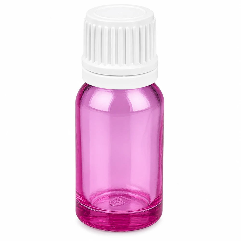 10ml pullo 11mm kierrekorkki valkoinen Alkuperäinen kierrekorkki PurpleLine UT18/10 kierrekorkki PurpleLine UT18/10 10ml lasipullo, jossa valkoinen kierrekorkki, violetti väri eteerisille öljyille.