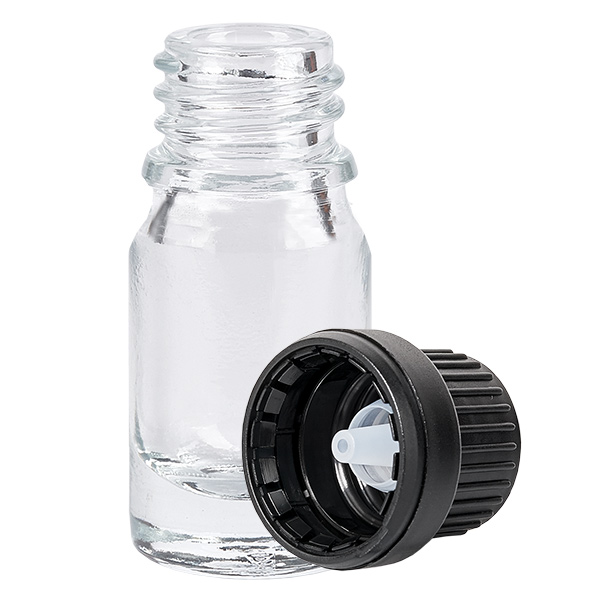 5ml tippapullo 2mm musta peukaloinnin estävä korkki ClearLine UT18/5 5ml tippapullo 2mm musta peukaloinnin estävä korkki ClearLine UT18/5