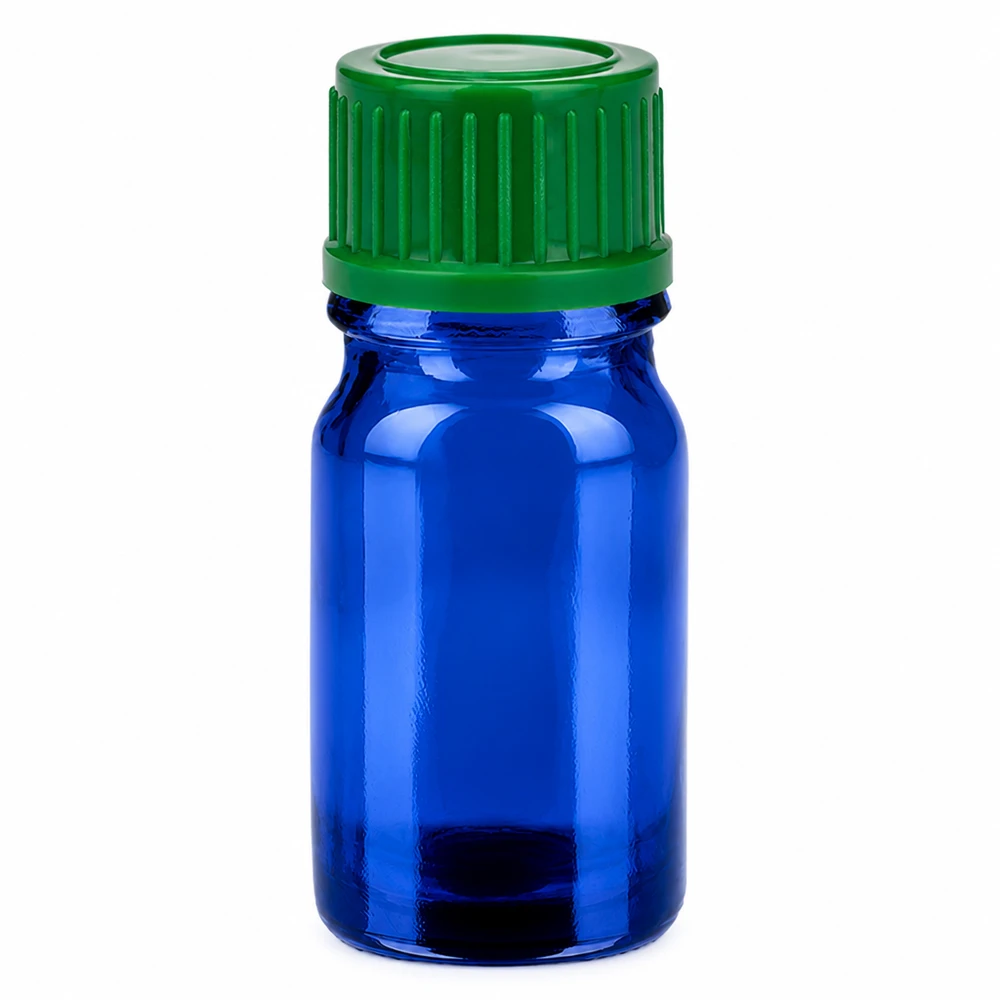 5ml sininen lasipullo vihreällä kierrekorkilla 11mm SV STD BlueLine UT18/5 STD BlueLine UT18/5