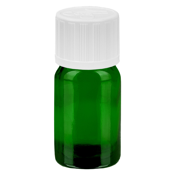 5ml pullo 11mm kierrekorkki valkoinen vakio lapsilukko GreenLine UT18/5