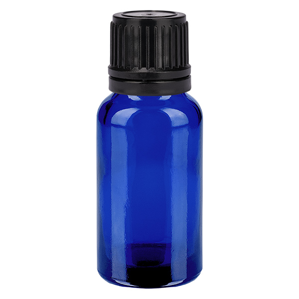 20ml pallopullo 8mm kaaderengas musta sinetöintiturvallinen suljin BlueL. UT18/20