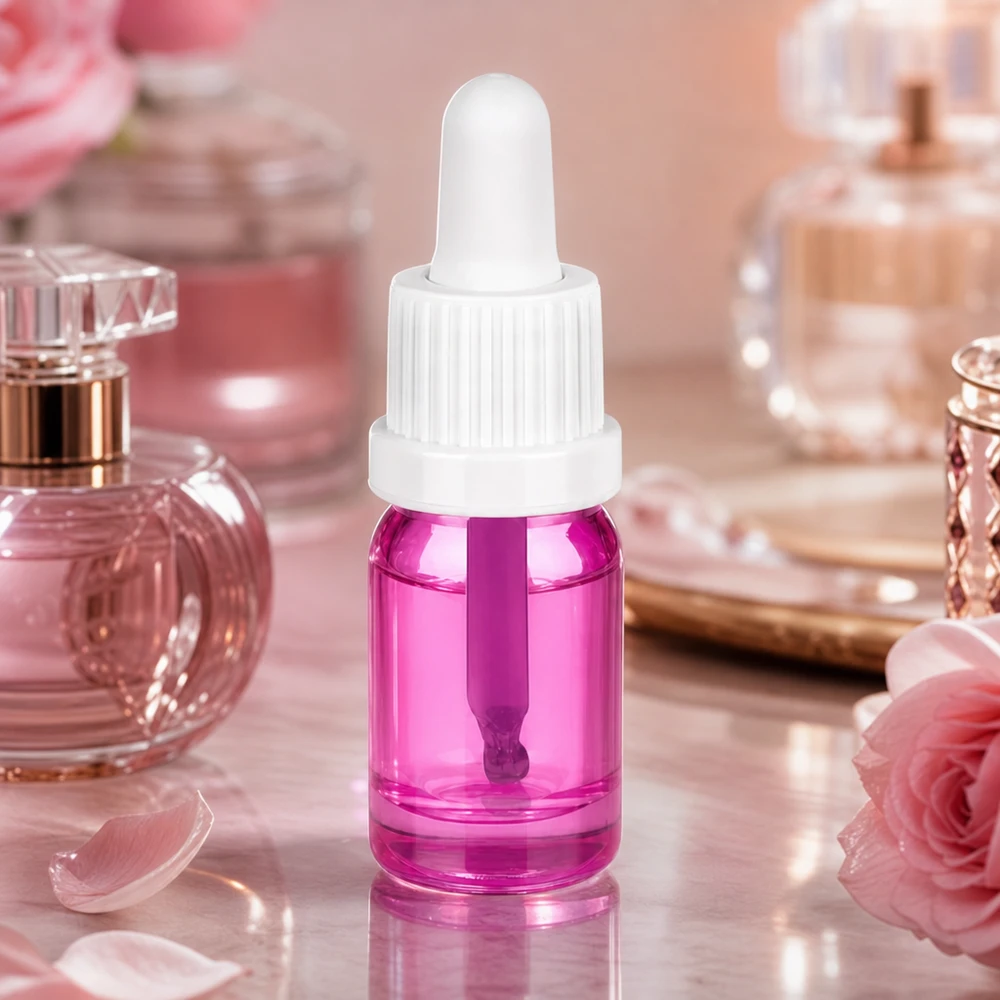 5ml pipettipullo valkoinen omaperäinen ruuvikorkki PurpleLine UT18/5 PurpleLine UT18/5 Premium 5ml tippapullo violetista borosilikaattilasista, jossa on valkoinen lapsilukko OV PurpleLine.