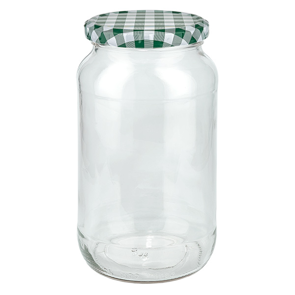 1062ml pyöreä purkki + BasicSeal kansi vihreä/valkoinen UNiTWIST