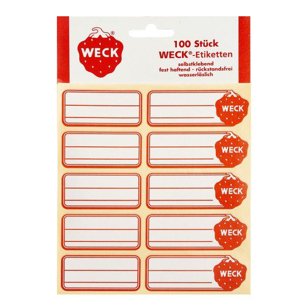 WECK-tarrat 19 x 13 mm (100 kpl:n pakkaus) WECK itseliimautuvat etiketit 100 kpl punavalkoinen säilöntätölkkeihin hillosäilykkeiden etiketöintiin