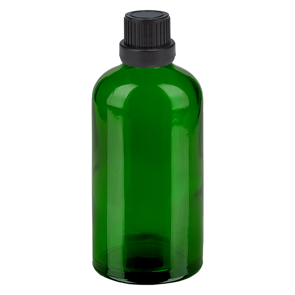 100ml pullo 11mm kierrekorkki musta väärentämisen estävä korkki VihreäL. UT18/100