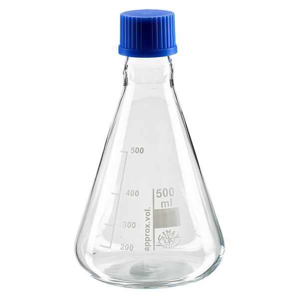 Erlenmeyer-pullo 500ml, jossa on kierrekorkki